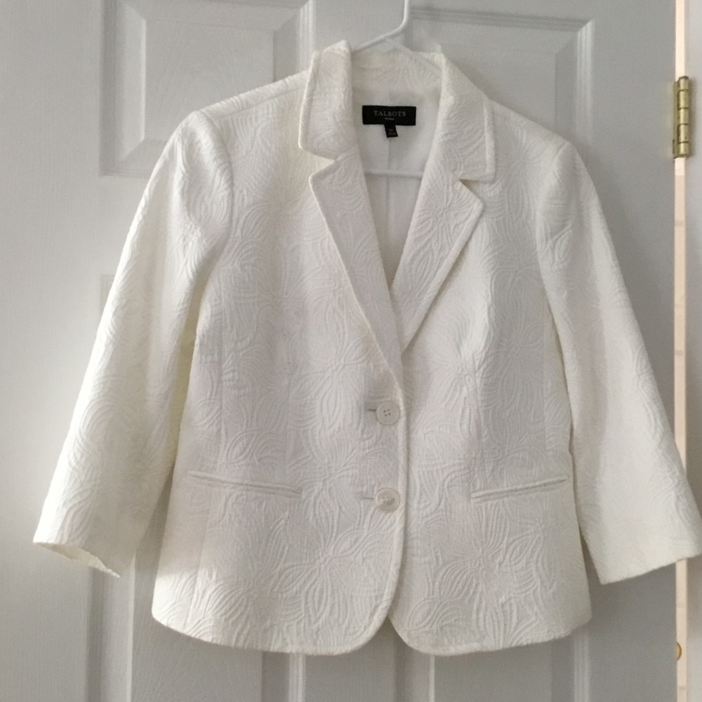Talbots Women's Cream Floral Blazer